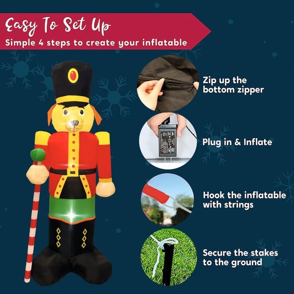 8 FT Christmas Inflatables Giant Nutcracter‎ Christmas Inflatable Outdoor Deco - Picture 3 of 7
